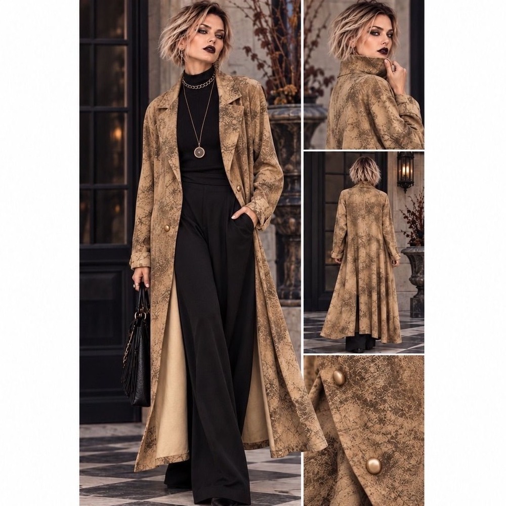 Venus 2X Tan Faux Suede Duster Coat Boho Western